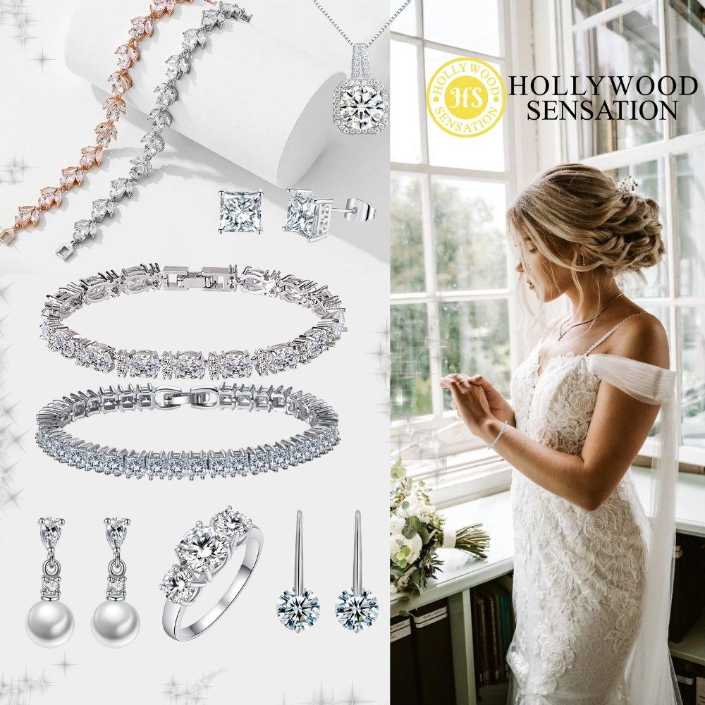 Heart Cubic Zirconia Tennis Bracelet with Round Cut White Diamond Cubic Zirconia