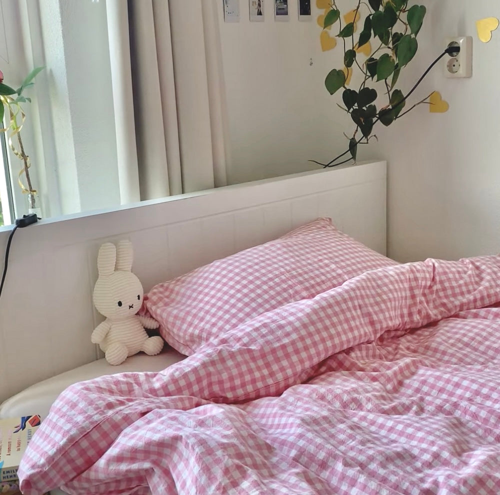 Gingham Bedding Set / Brown