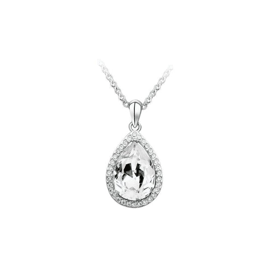 Large Crystal Teardrop Pendant Necklace