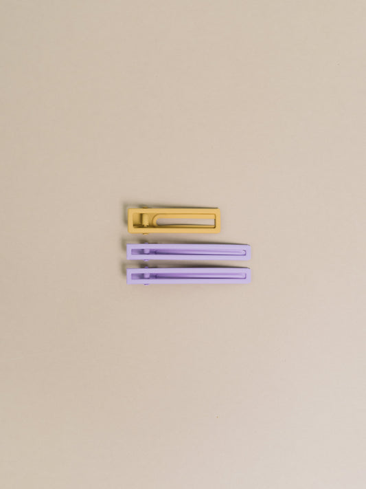 Yarrow Hair Clips - Lilac + Mustard