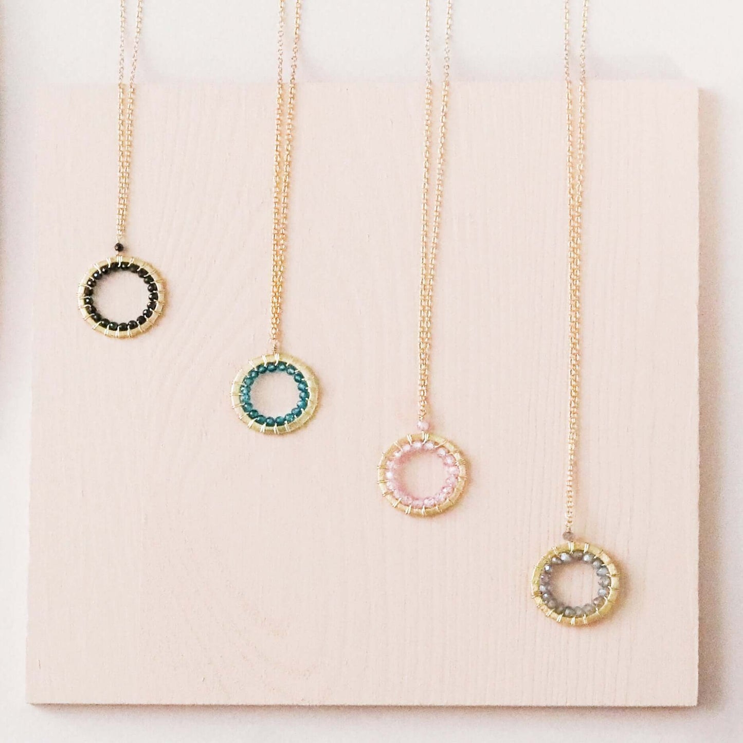 London Blue Quartz Halo Mini Gold Pendant