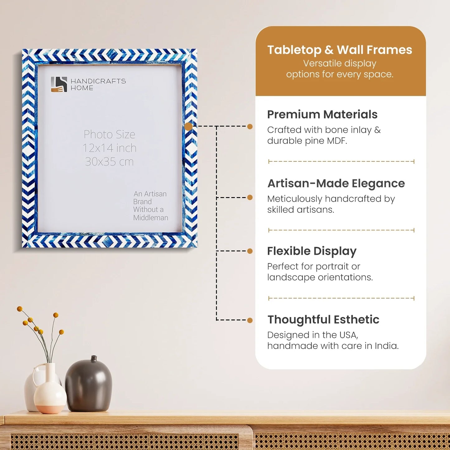 Poster Frames Taj Pattern Collection Bone, Resin Inlay, Blue, 4 Sizes
