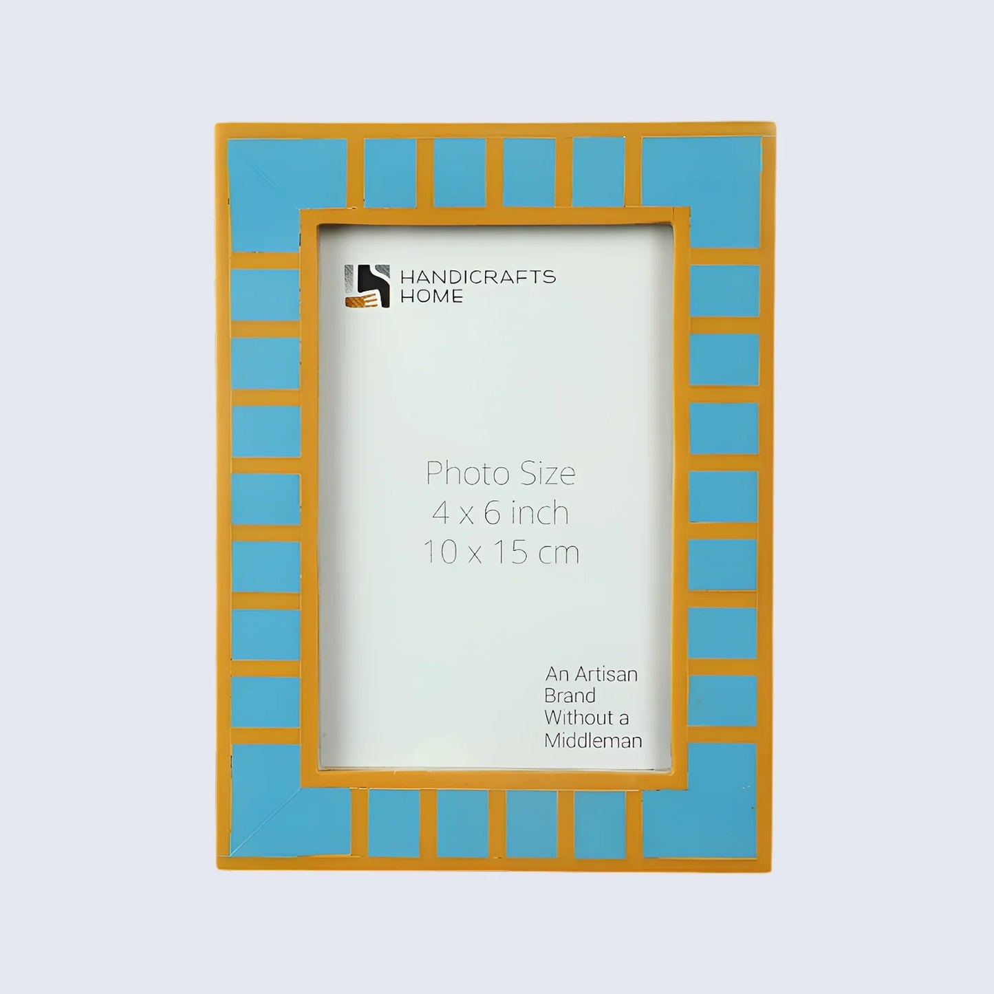 Picture Frame Classic Block Stripe Collection Resin Inlay, Turquoise – 4x6 & 5x7
