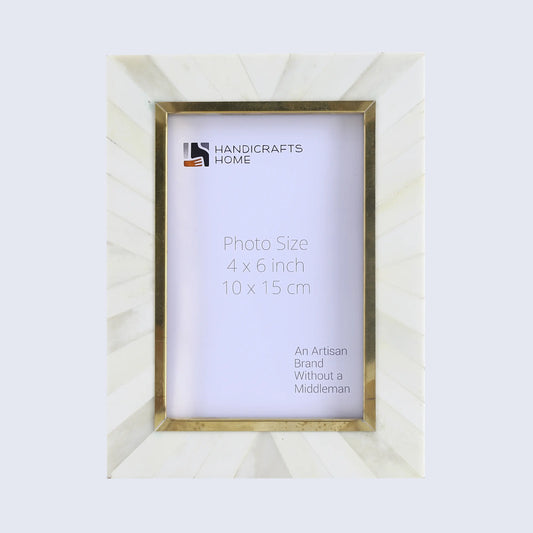 Picture Frames West Coast Monica Collection Bone Inlay Brass Brown White 4x6 5x7"