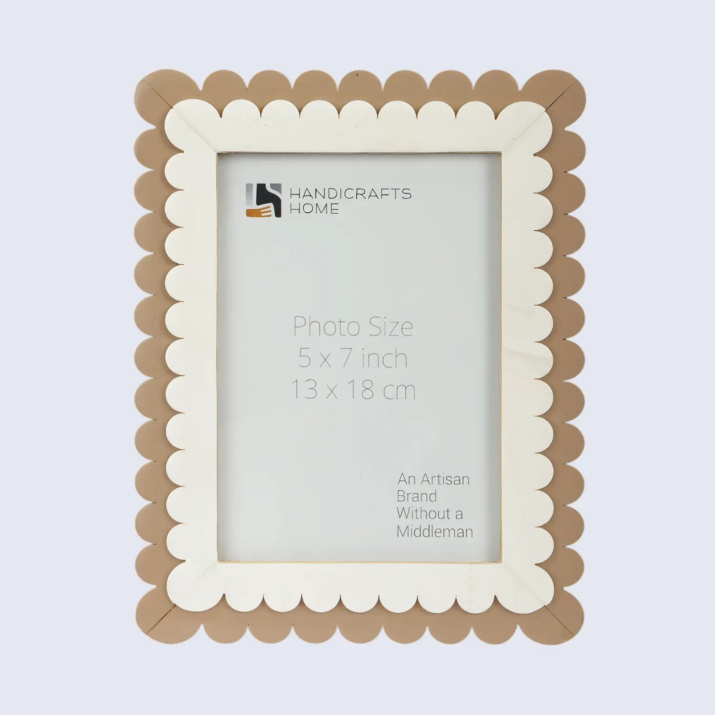 Picture Frame Petal Scallop Collection Bone Inlay White & Brown – 4x6 & 5x7"