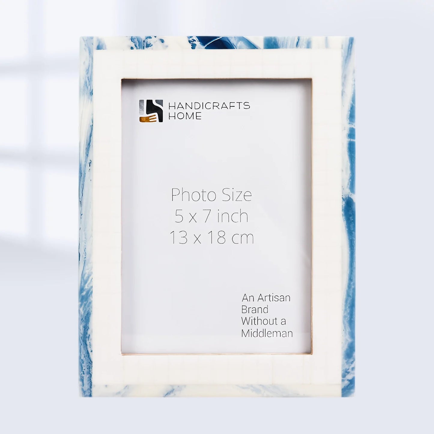 Picture Frame Cosmo Collection Resin Inlay - White & Blue, 4x6, 5x7