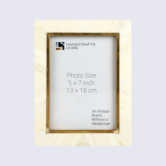 Picture Frames West Coast Monica Collection Bone Inlay Brass Brown White 4x6 5x7"
