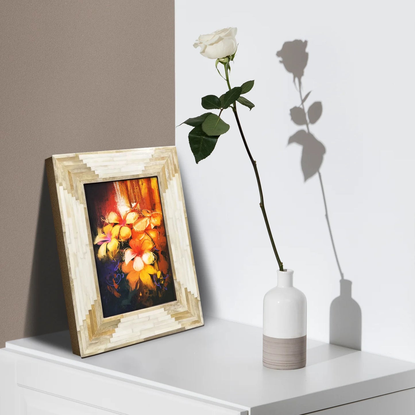 Picture Frame Apache Harvest Collection Bone Inlay White – 4x6, 5x7 & 8x10"