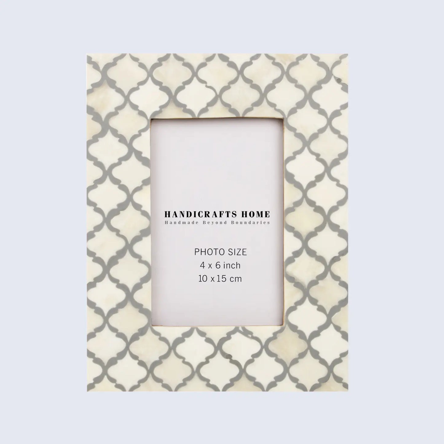Picture Frames Moroccan Pattern Collection Bone Inlay Resin White Grey 4x6 5x7"