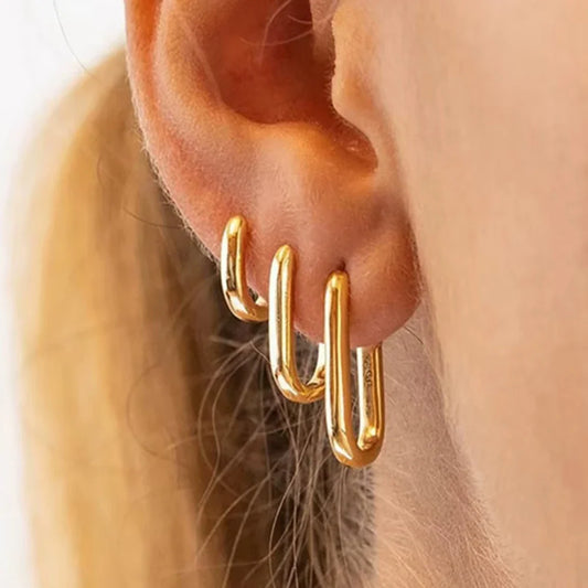 Minimalist Huggie Square Hoop Earrings