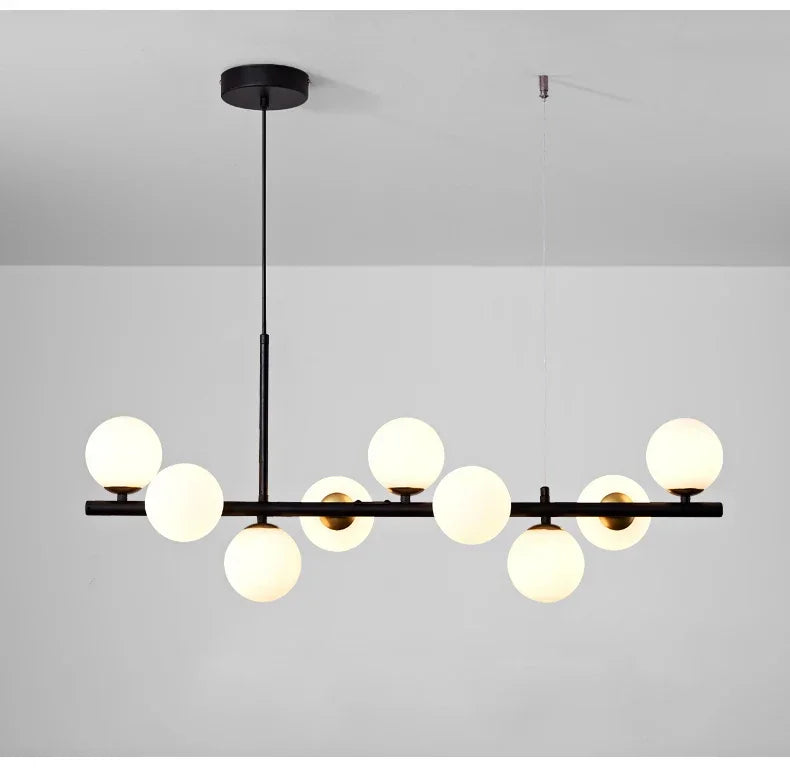 Modern Glass Ball Ceiling Chandelier | Elegant Golden Black Pendant Light For Dining Room, Kitchen Island & Living Spaces