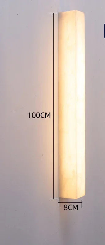 Sienna Verro Long Marble Wall Sconce — Modern Copper & Stone Accent Lighting for Hall, Living Room & Boutique Interiors