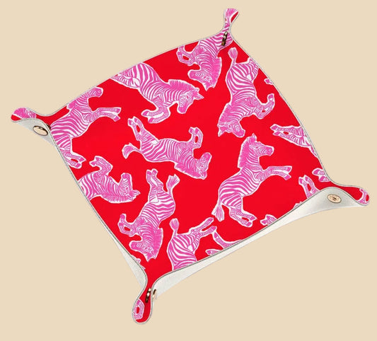 Trinket Tray Catchall | pink & red zebra
