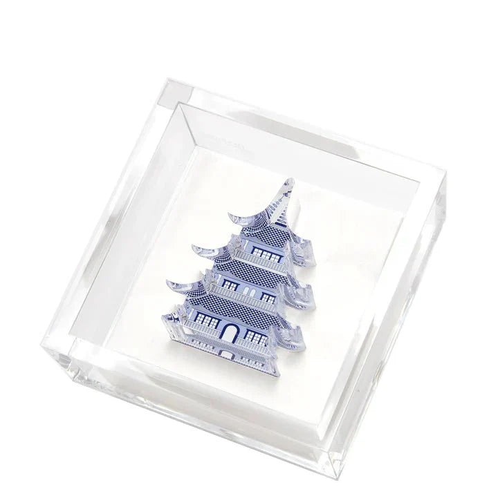 Blue Pagoda Acrylic Cocktail Napkin Holder