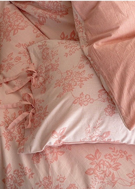 Bonnie Ribbon Bow Tie Floral Bedding Set / Blue