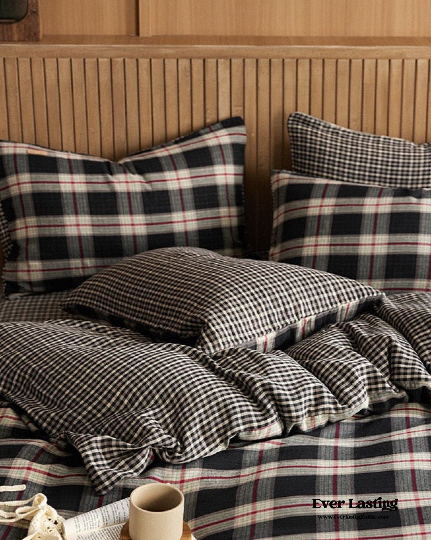 British Vintage Plaid Bedding Set / Black