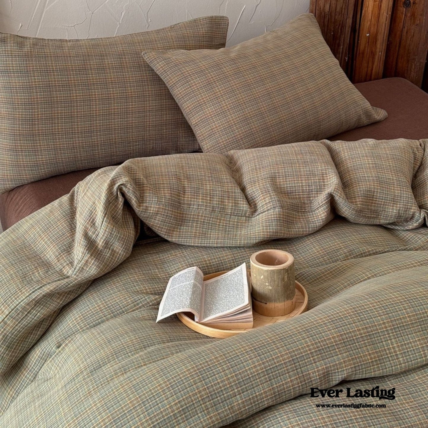 British Vintage Plaid Bedding Set / Brown