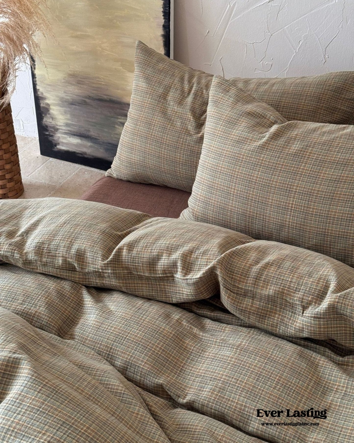British Vintage Plaid Bedding Set / Red