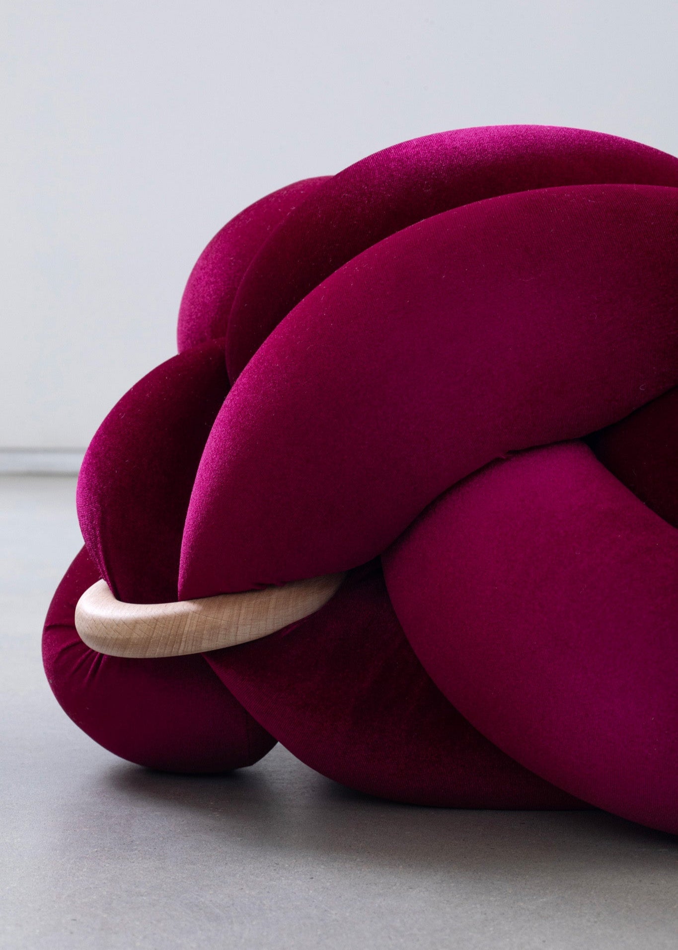 (M) Burgundy Knot Ottoman