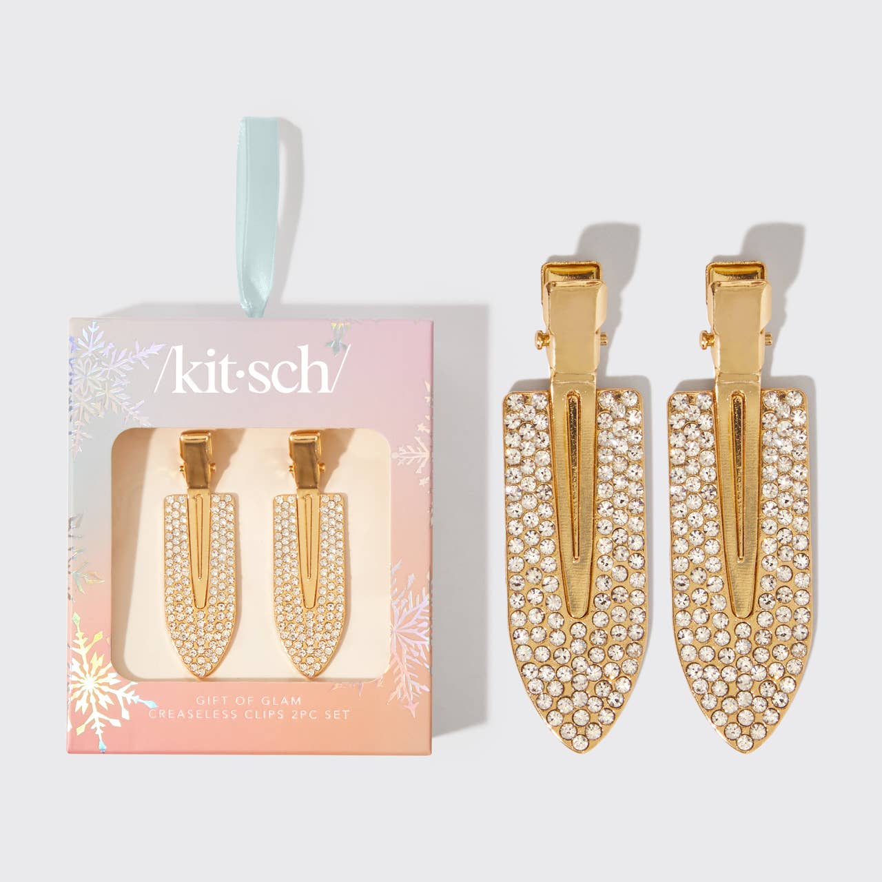 Holiday Glam Creaseless Clips 2pc Set - Rhinestone
