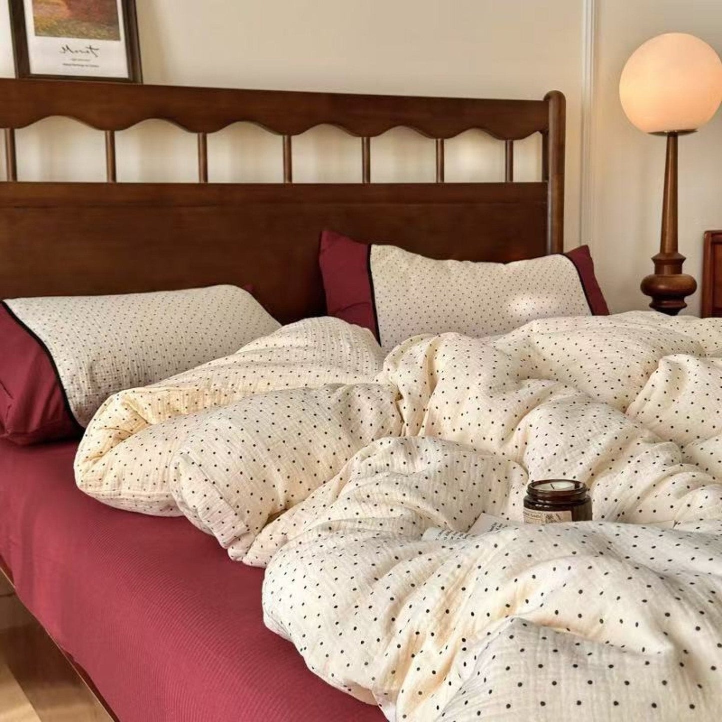 Camille French Polka Dot Bedding Set / Cream