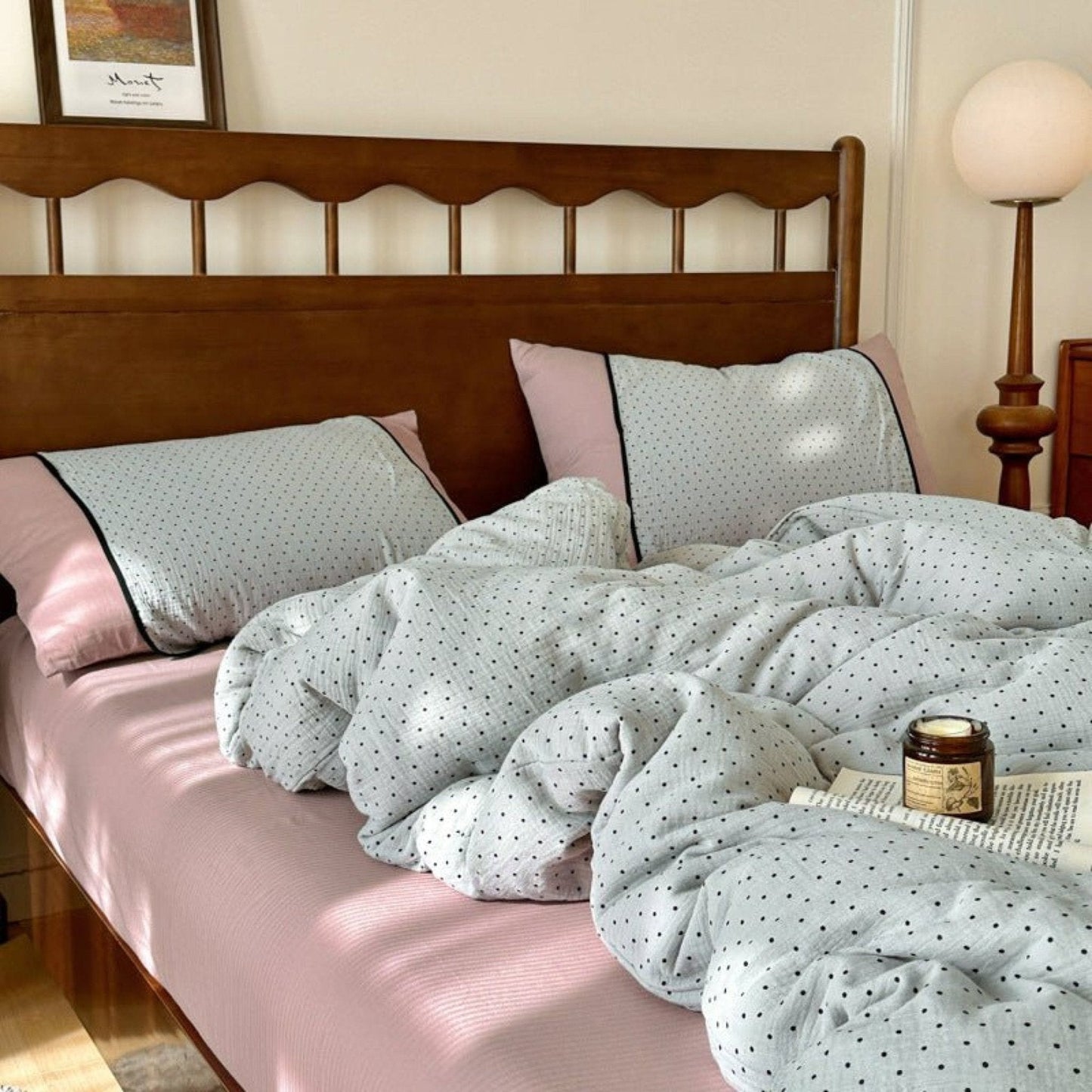 Camille French Polka Dot Bedding Set / Gray Dots