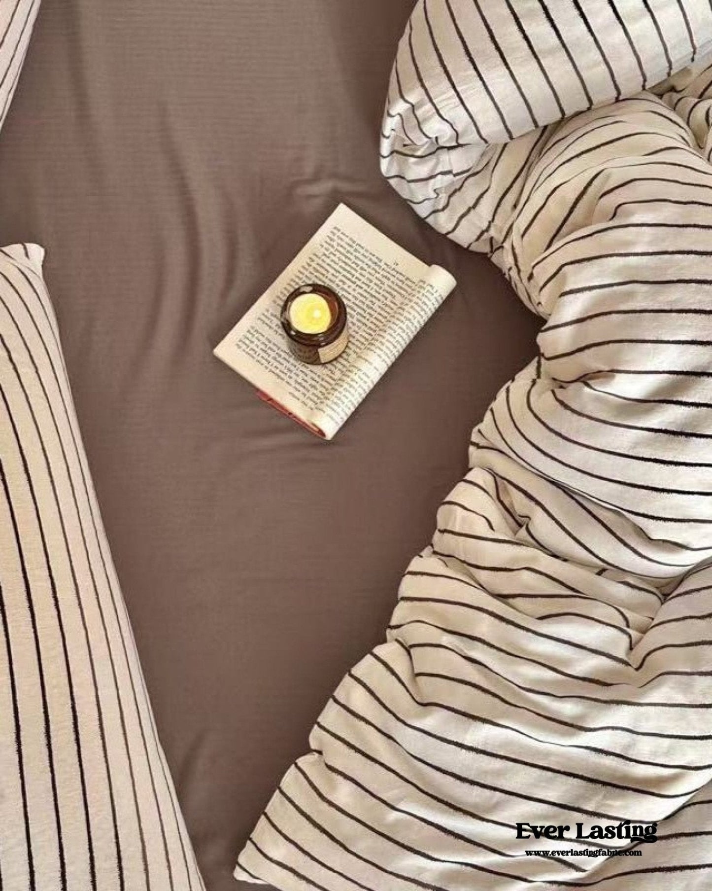 Camille French Stripe Bedding Set / Brown