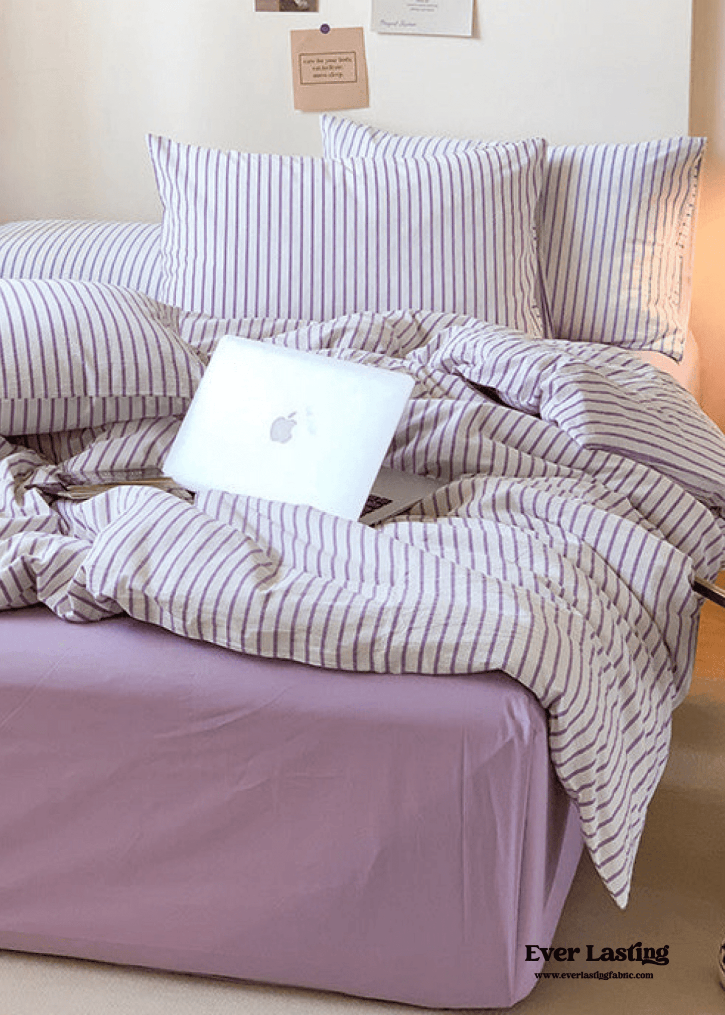 Candy Stripe Washed Cotton Bedding Set / Blue