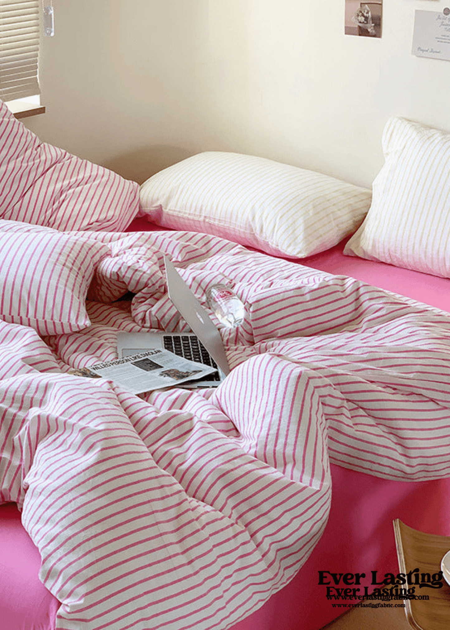 Candy Stripe Washed Cotton Bedding Set / Blue