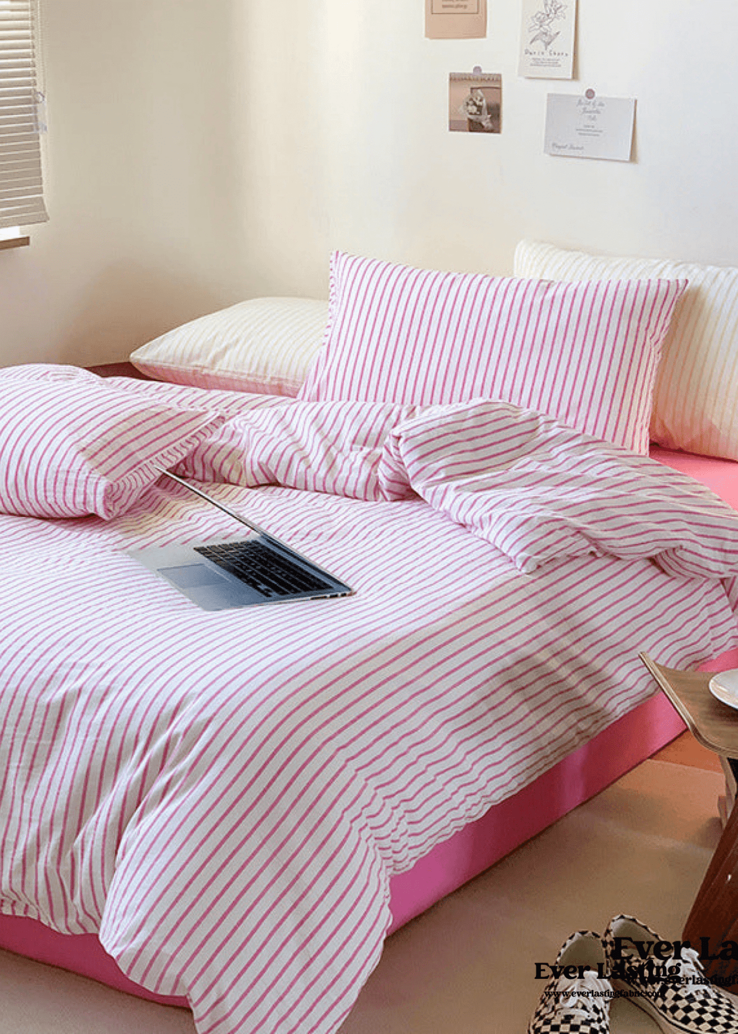 Candy Stripe Washed Cotton Bedding Set / Blue