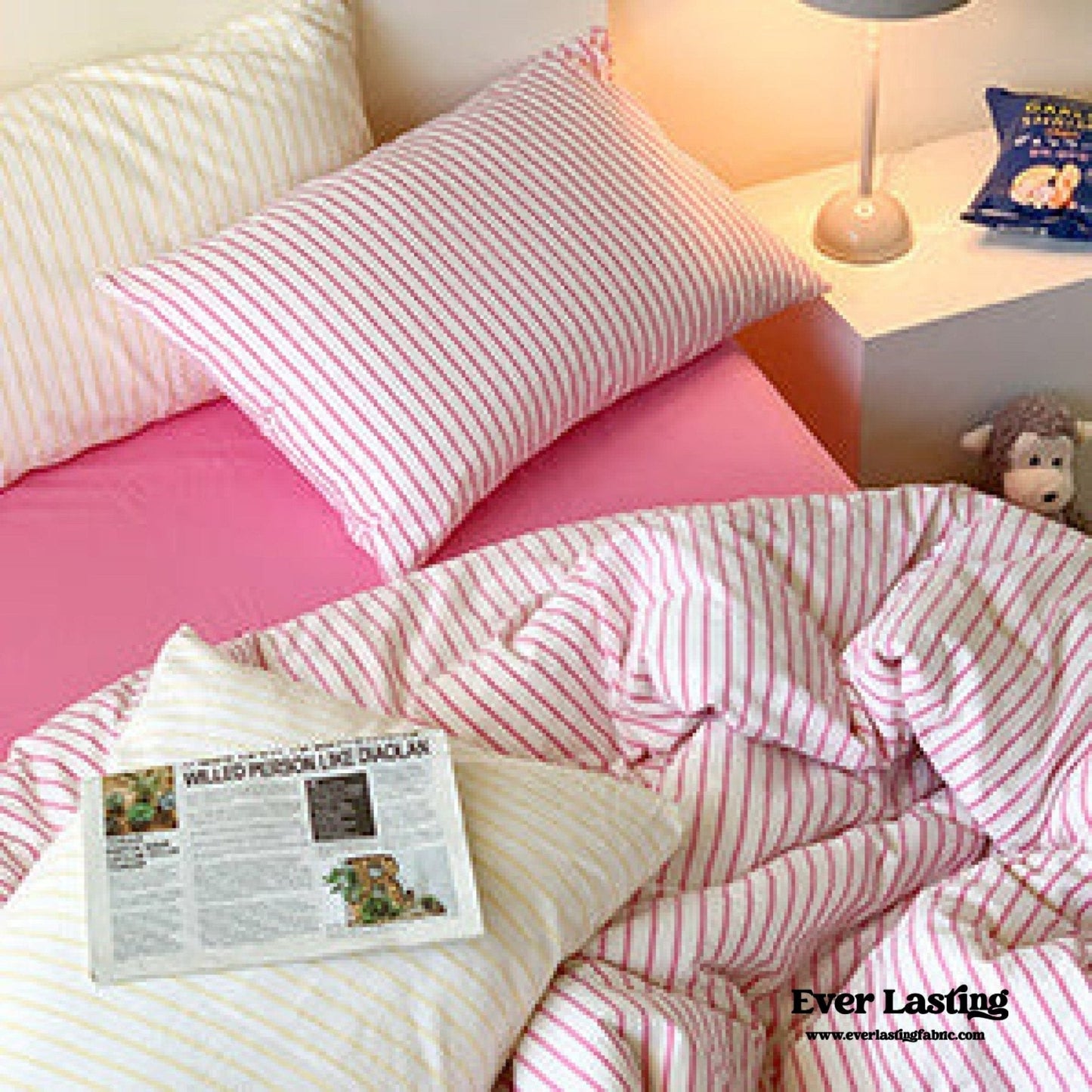 Candy Stripe Washed Cotton Bedding Set / Yellow