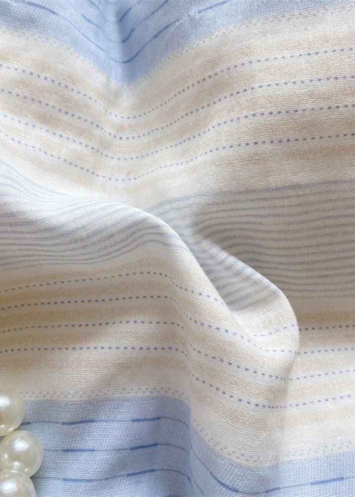 Cecilia Lace Ruffle Double Gauze Striped Bedding Set / Blue