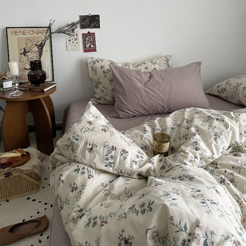 Cottage Floral Bedding Set / Dusty Purple