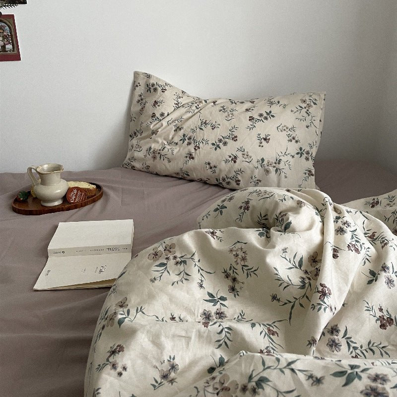 Cottage Floral Bedding Set / Orange Beige