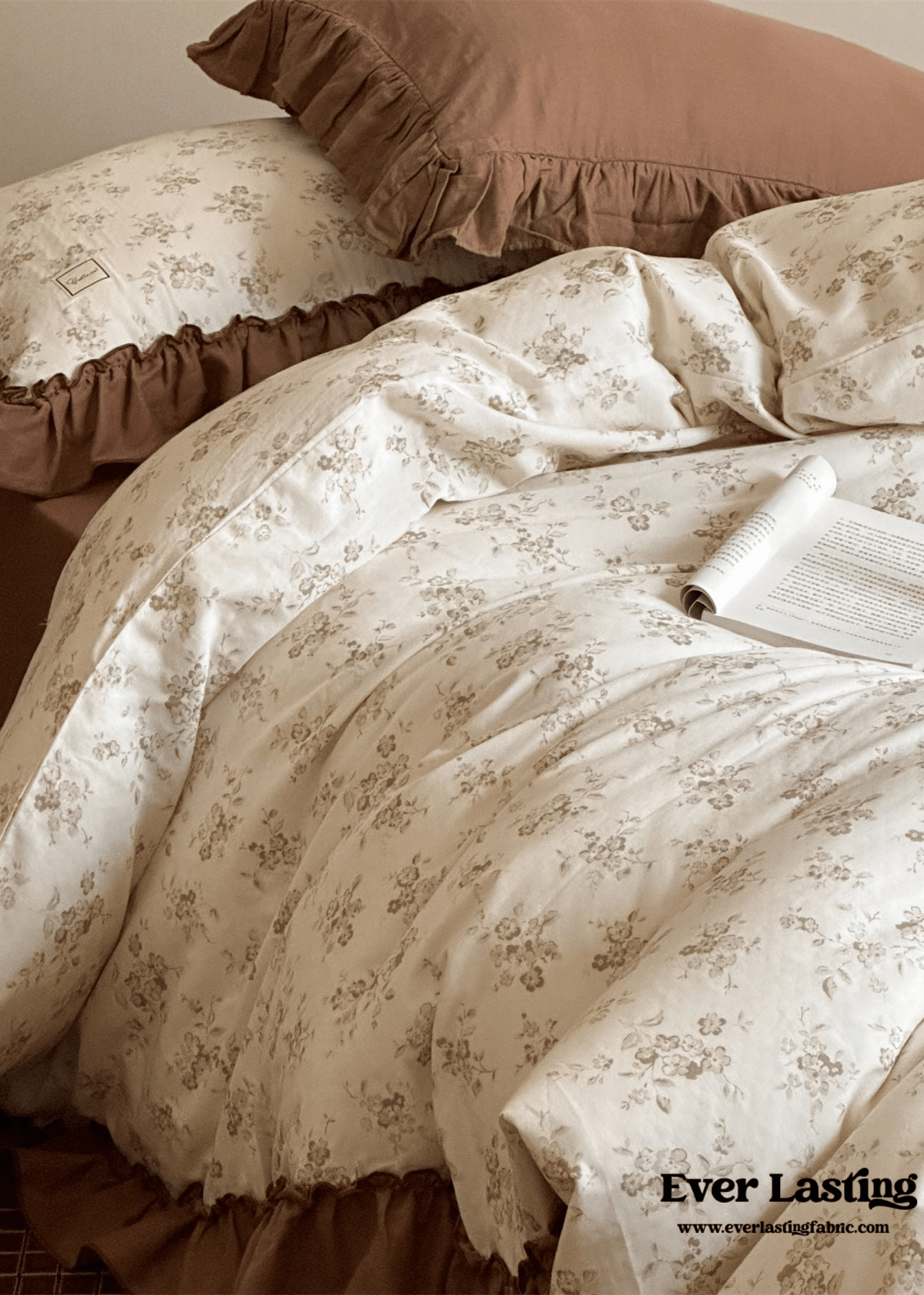 Cottage Inspired Ruffle Bedding Set / Ash Blue