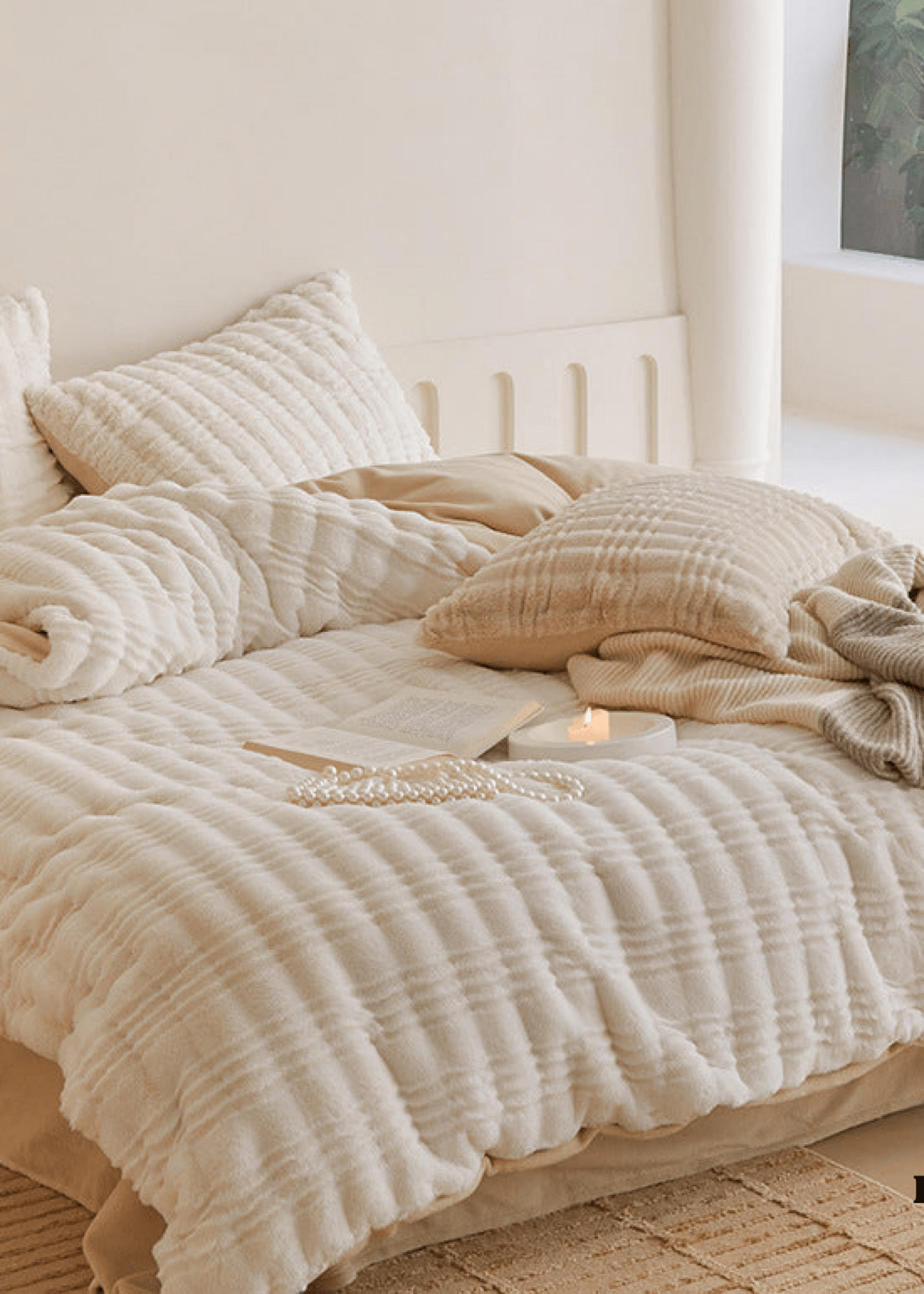 Cozy Earth Tone Milk Velvet Bedding Set / Beige Khaki