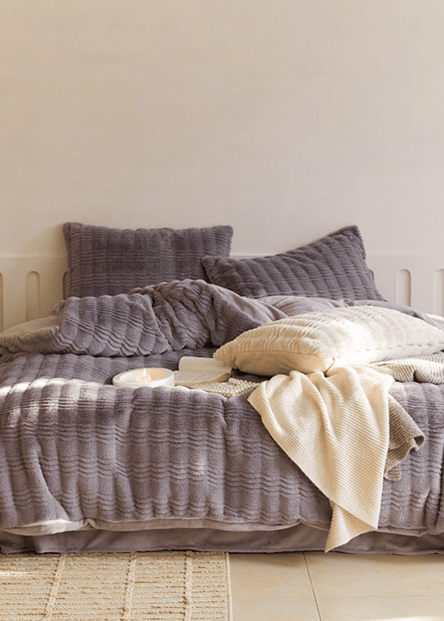 Cozy Earth Tone Milk Velvet Bedding Set / Pink