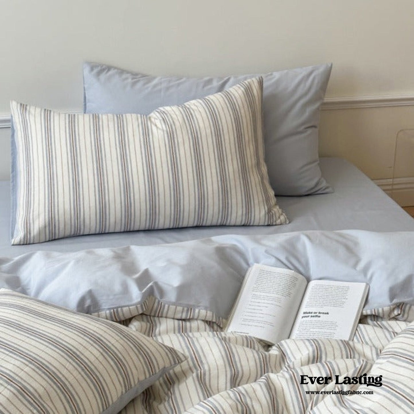 Cozy Pastel Striped Washed Cotton Bedding Set