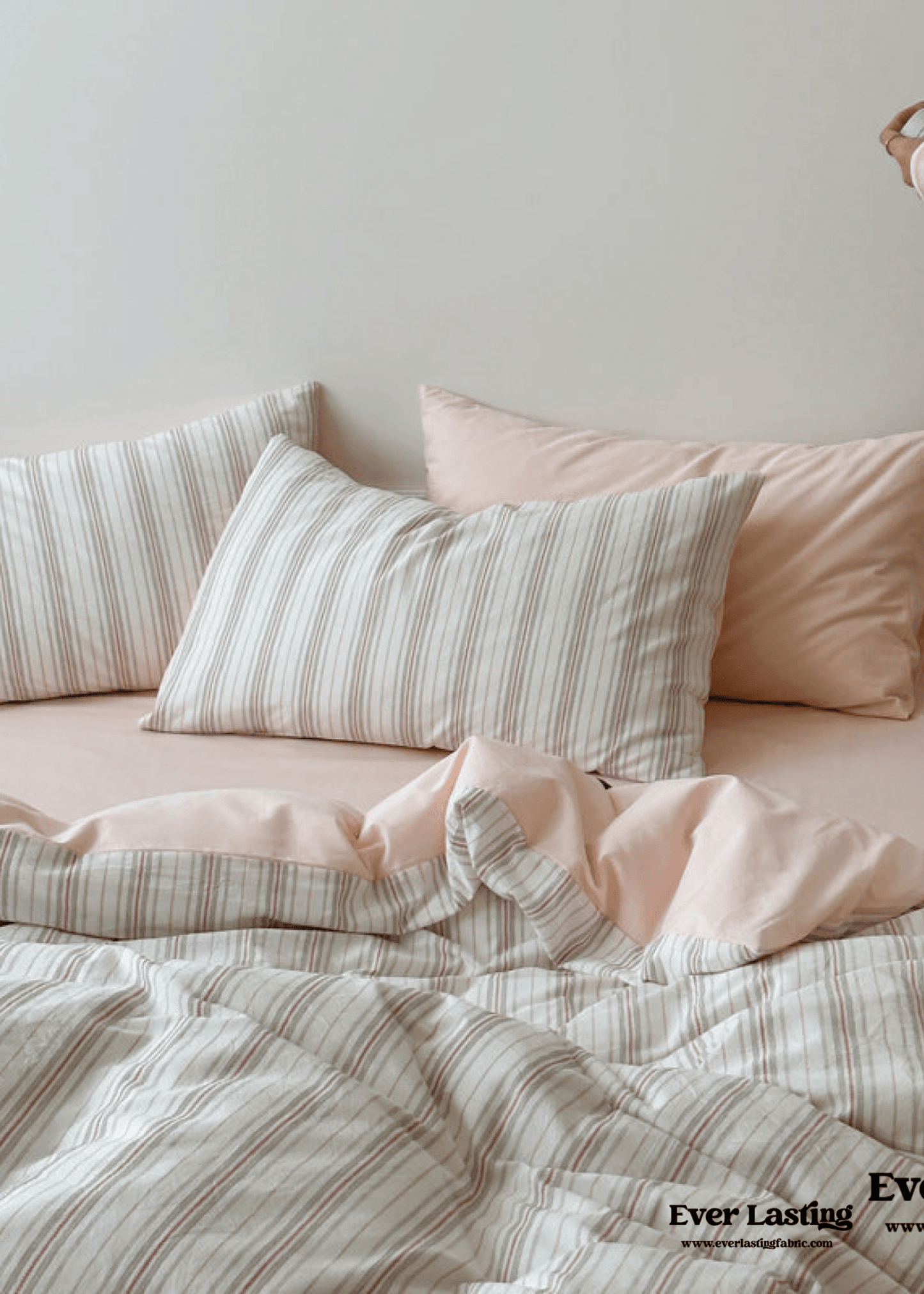 Cozy Pastel Striped Washed Cotton Pillowcases / Blue