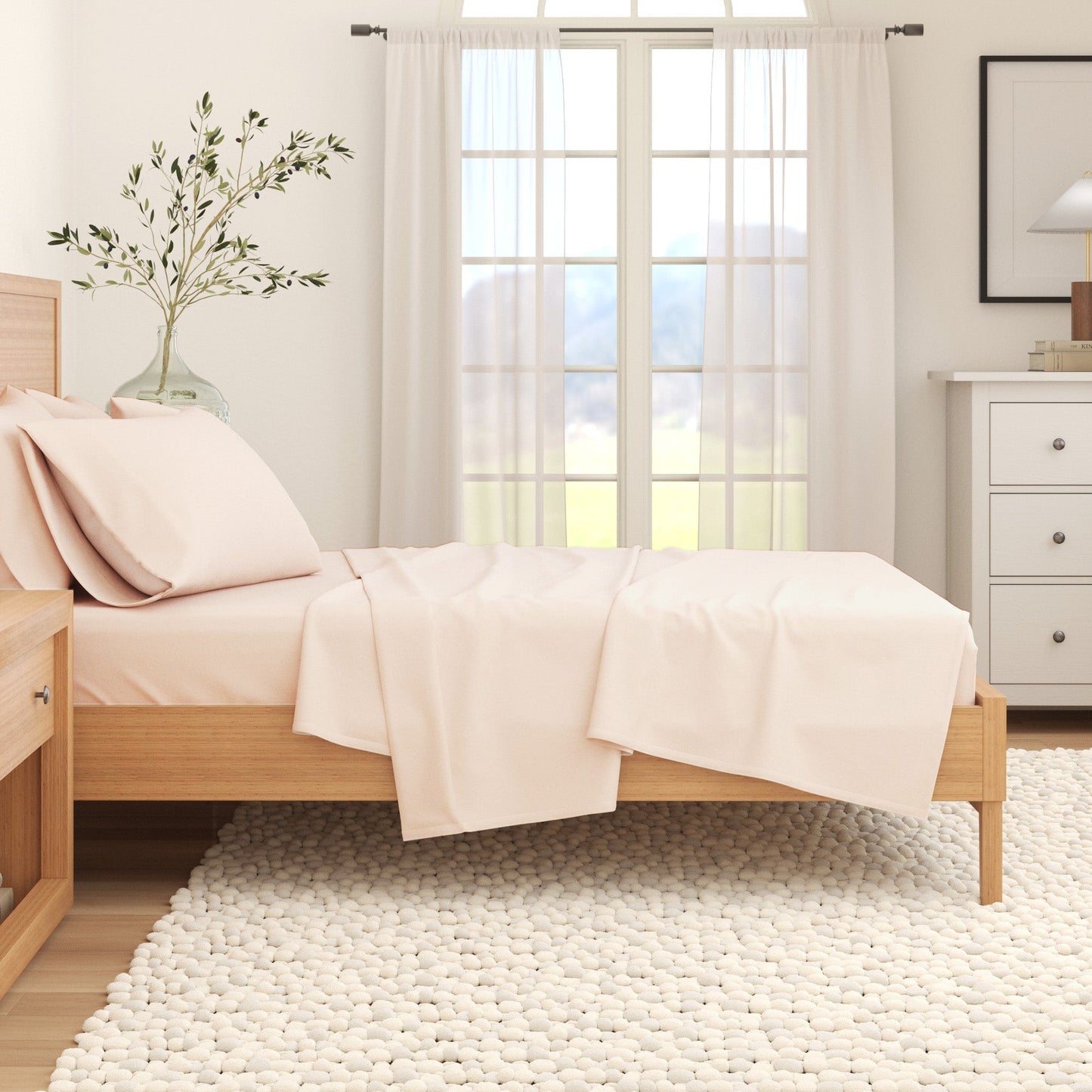 4-Piece Cotton Solid Flannel Sheet - Nordic Collection