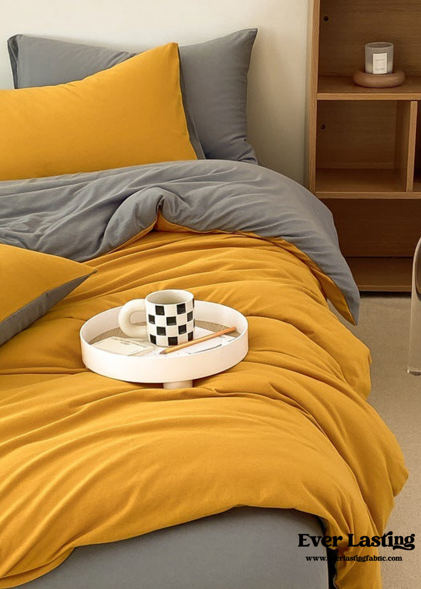 Duo Earth Tone Jersey Knit Bedding Set / Pink Beige