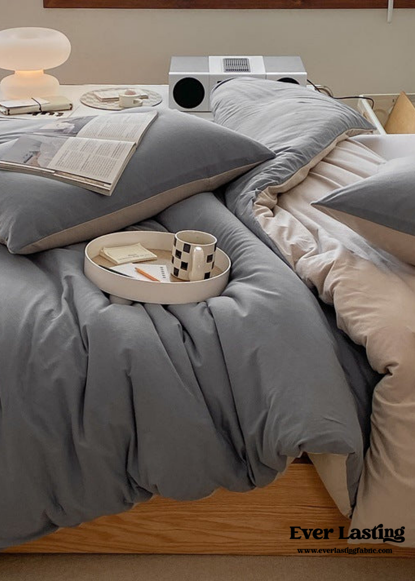 Duo Earth Tone Jersey Knit Bedding Set / Pink Beige