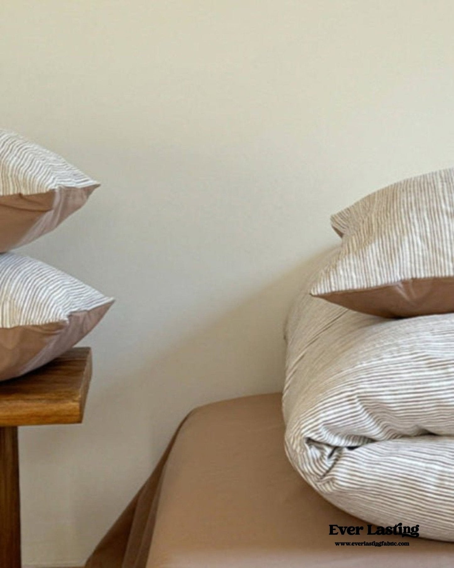 Emma Duo Striped Jacquard Bedding Set / Cream