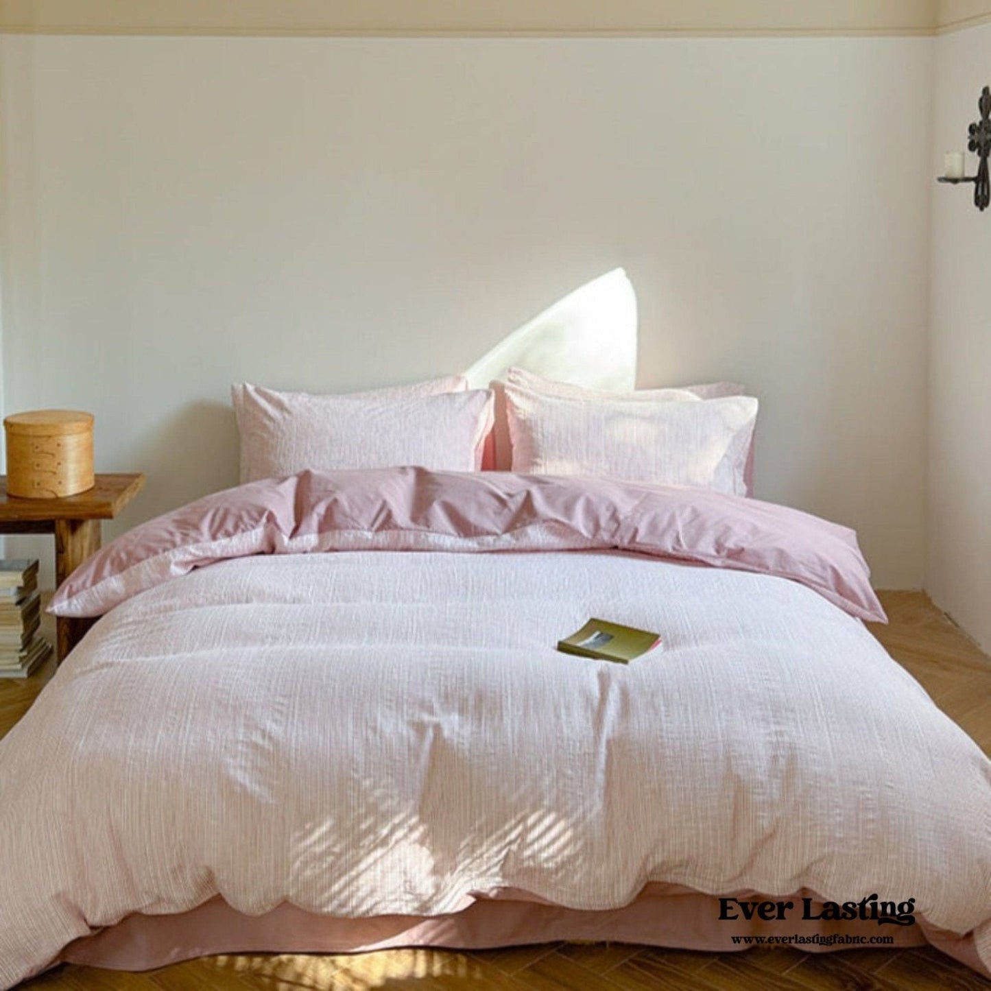 Emma Duo Striped Jacquard Bedding Set / Light Pink
