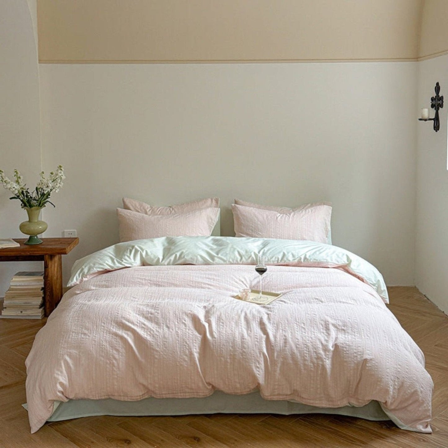 Emma Duo Striped Jacquard Bedding Set / Pink