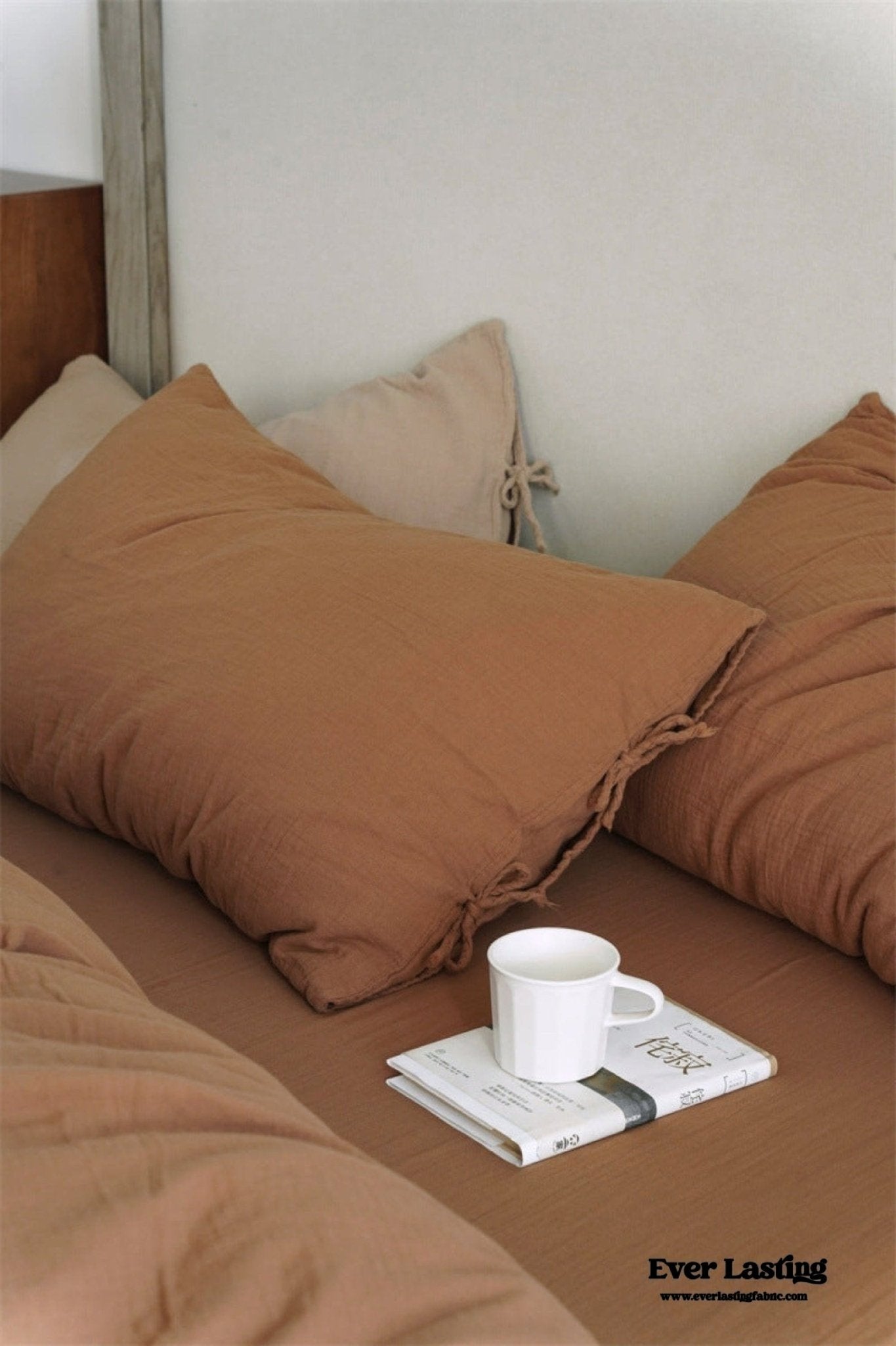 Evelyn Retro Double Gauze Bedding Set / Beige Brown