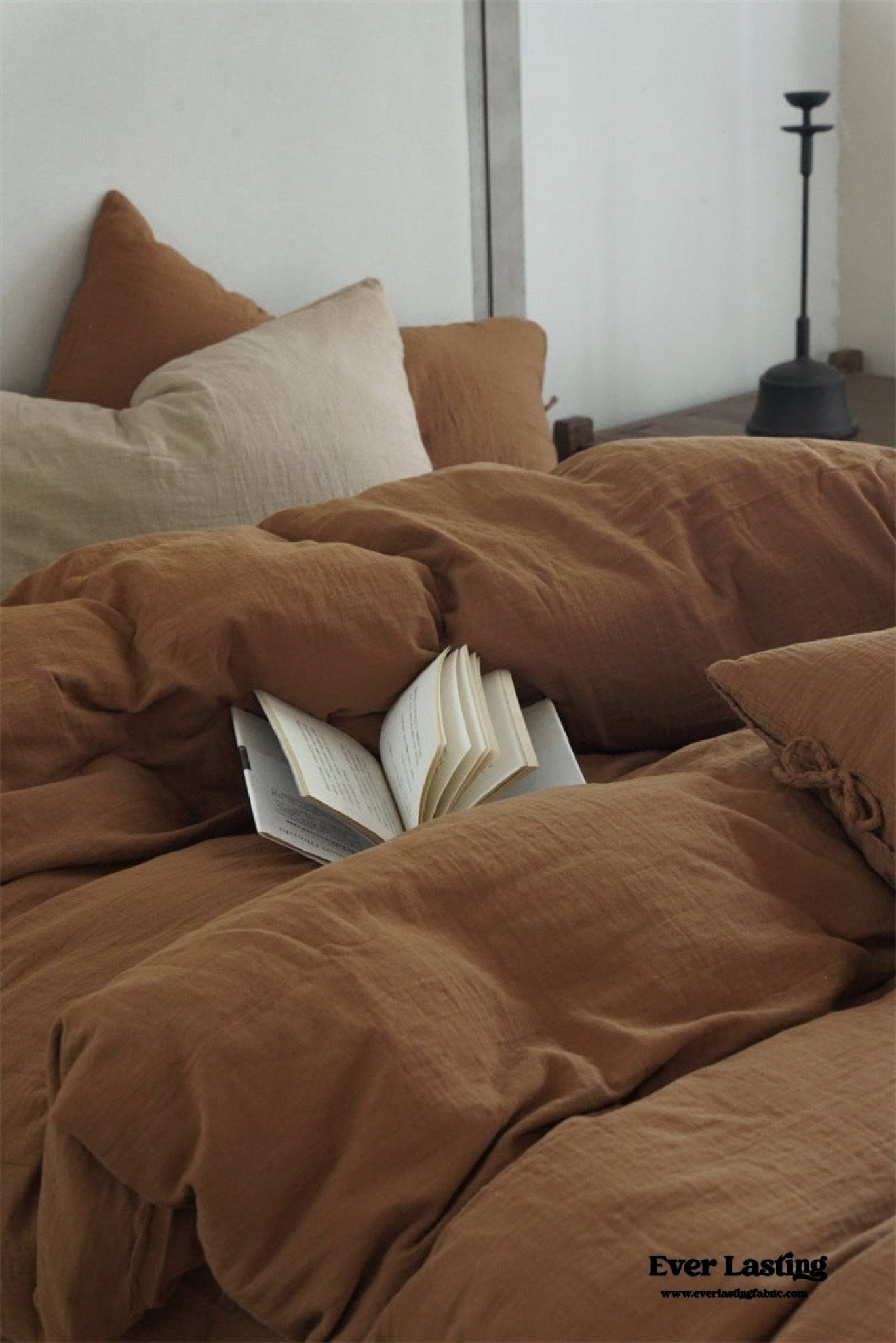 Evelyn Retro Double Gauze Bedding Set / Beige Brown