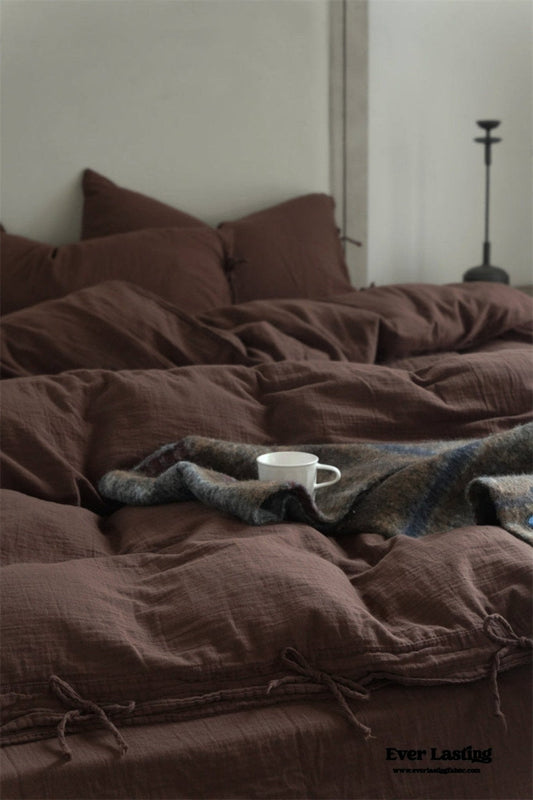 Evelyn Retro Double Gauze Bedding Set / Coffee Brown