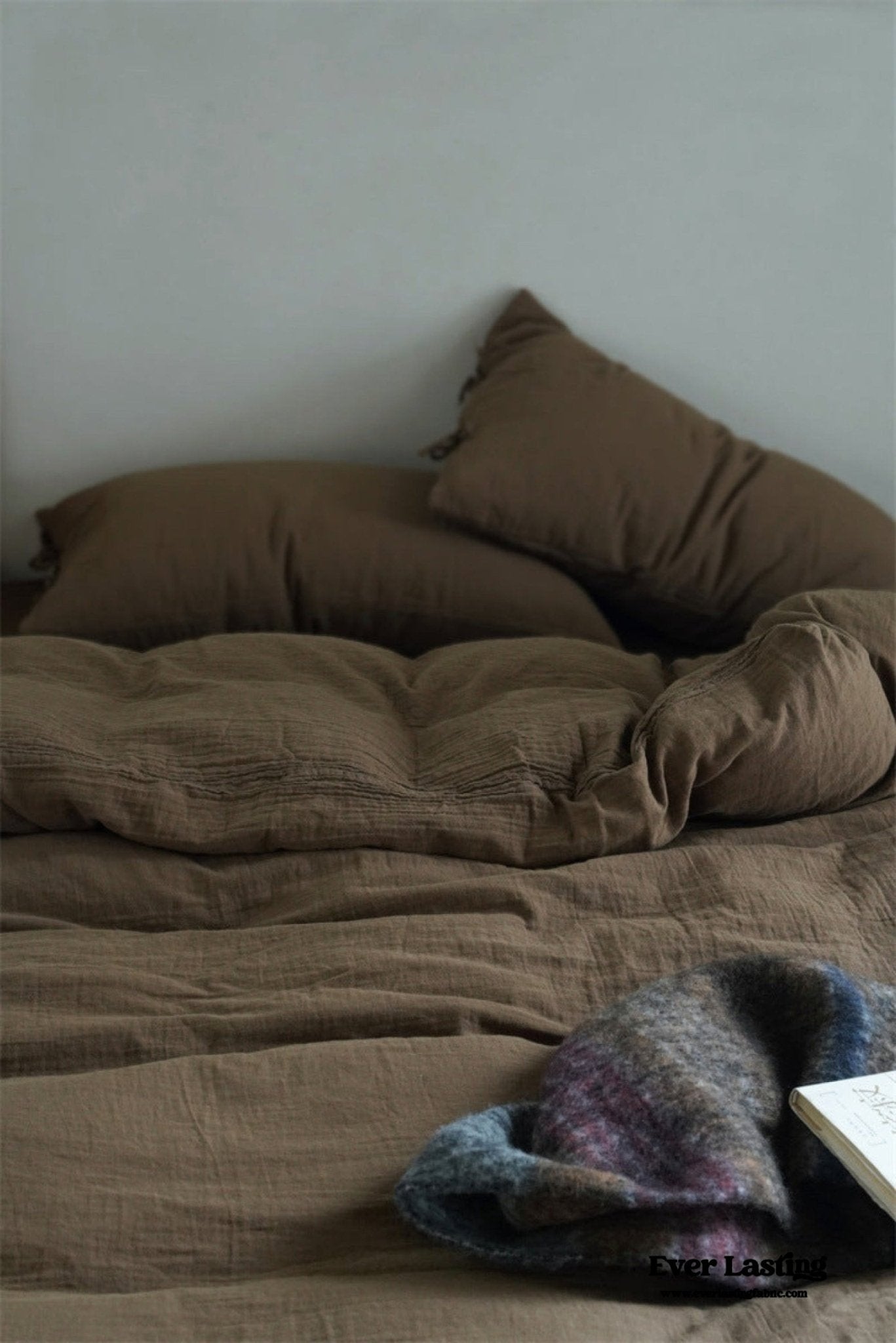 Evelyn Retro Double Gauze Bedding Set / Coffee Brown