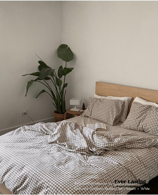 Gingham Bedding Set / Brown